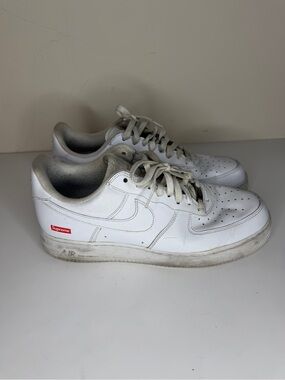 Nike Air Force 1 Low Supreme Box Logo White Sneaker CU9225-100 Men’s Size 11.5